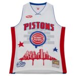 Detroit Pistons Mitchell & Ness x Tats Cru Hardwood Classics Fashion Jersey - White