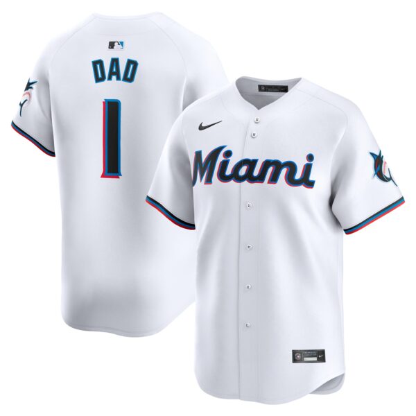 Miami Marlins  #1 Dad Home Limited Jersey - White