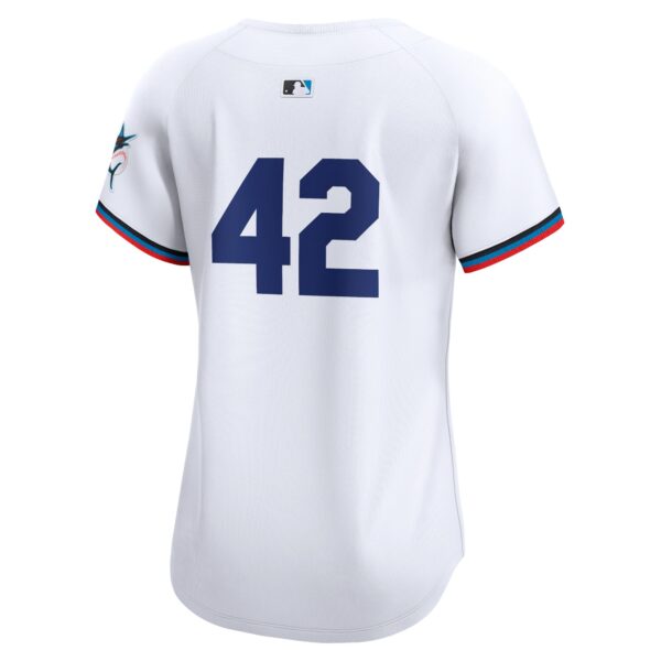Miami Marlins  Women's 2024 Jackie Robinson Day Home Limited Jerseyu00c2u00a0u00e2u20acu201c White