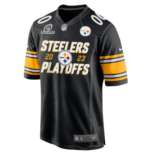 Pittsburgh Steelers 2023 Playoffs Iconic Game Men Custom Jersey - Black