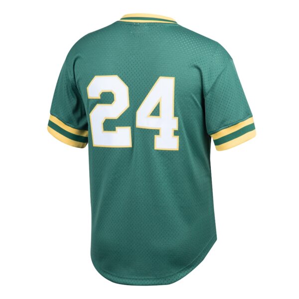 Rickey Henderson Oakland Athletics Mitchell & Ness Cooperstown Collection Big & Tall Mesh Batting Practice Jersey - Green