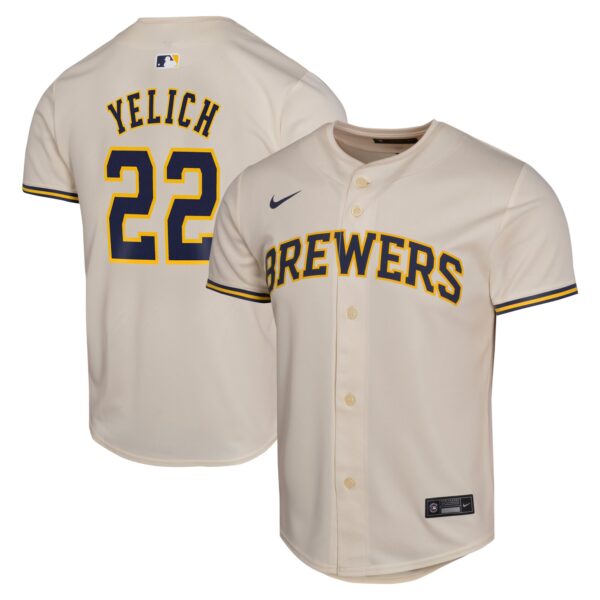 Christian Yelich Milwaukee Brewers  Youth Home Game Player Jersey - Cream