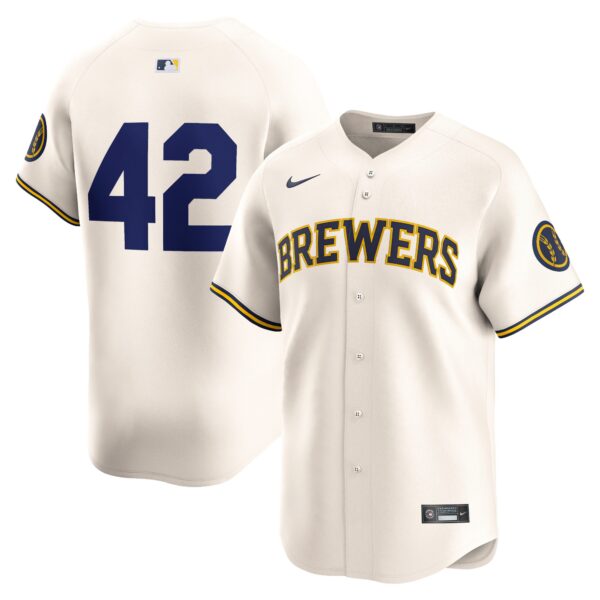 Milwaukee Brewers  2024 Jackie Robinson Day Home Limited Jerseyu00c2u00a0u00e2u20acu201c Cream
