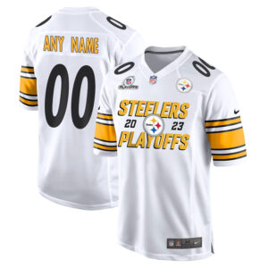 Pittsburgh Steelers 2023 Playoffs Iconic Game Men Custom Jersey - White