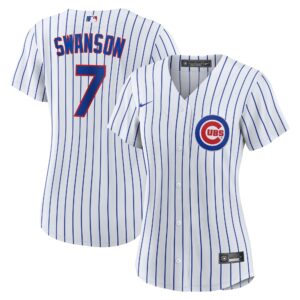Dansby Swanson Chicago Cubs  Women's Home Replica Player Jersey - White/Royal