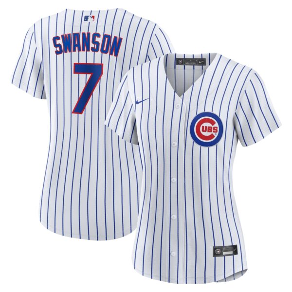 Dansby Swanson Chicago Cubs  Women's Home Replica Player Jersey - White/Royal