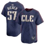 Shane Bieber Cleveland Guardians  2024 City Connect Limited Jersey - Navy
