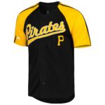 Pittsburgh Pirates Stitches Button-Down Raglan Fashion Jersey - Black