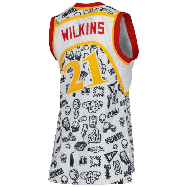 Dominique Wilkins Atlanta Hawks Mitchell & Ness Women's 1986 Doodle Swingman Jersey - White