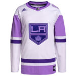 Los Angeles Kings Hockey Fights Cancer Primegreen Men Jersey - White/Purple