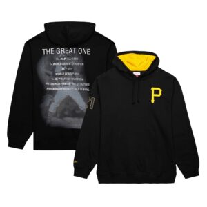 Roberto Clemente Pittsburgh Pirates Mitchell & Ness Vintage Logo Name & Number Pullover Hoodie - Black