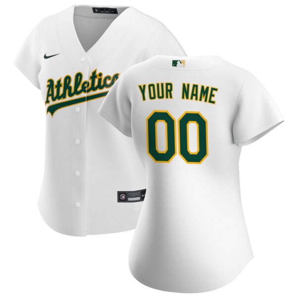 Oakland Athletics  Women's Home Replica Custom Jersey - White