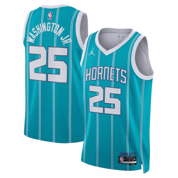 P.J. Washington Jr. 25 Charlotte Hornets Unisex Swingman Jersey - Icon Edition - Teal