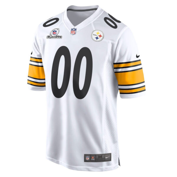 Pittsburgh Steelers 2023 Playoffs Patch Game Men Custom Jersey - White