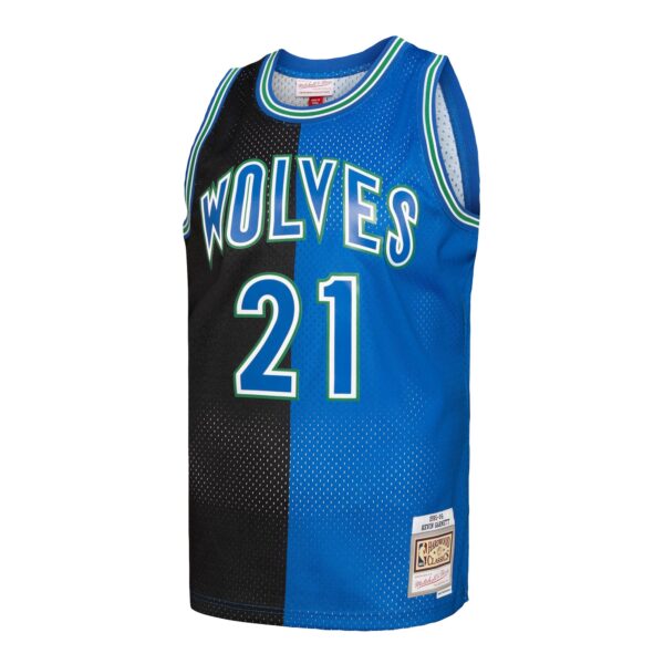 Kevin Garnett Minnesota Timberwolves Mitchell & Ness Hardwood Classics 1995/96 Split Swingman Jersey - Black/Blue