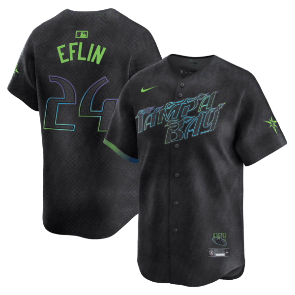 Zach Eflin 24 Tampa Bay Rays 2024 City Connect Limited Men Jersey - Charcoal