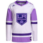 Los Angeles Kings Hockey Fights Cancer Primegreen Custom Men Jersey - White/Purple