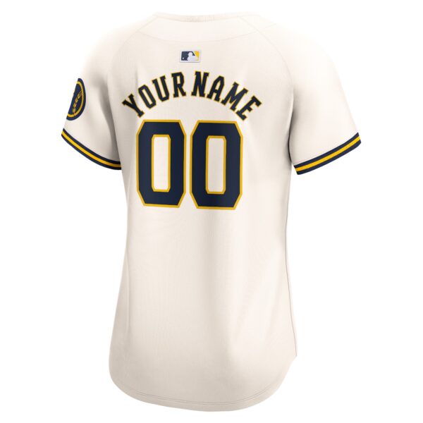 Milwaukee Brewers  Women's Home Limited Custom Jersey - Cream