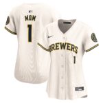 Milwaukee Brewers  Women's #1 Mom Home Limited Jersey - Cream