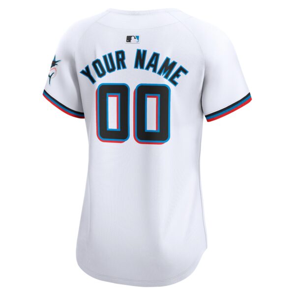 Miami Marlins  Women's Home Limited Custom Jersey - White