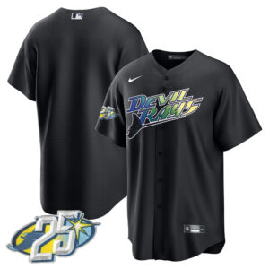 Tampa Bay Rays 25th Anniversary Patch Men Jersey - Navy