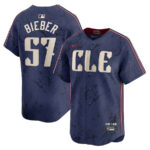 Shane Bieber 57 Cleveland Guardians 2024 City Connect Limited Men Jersey - Navy