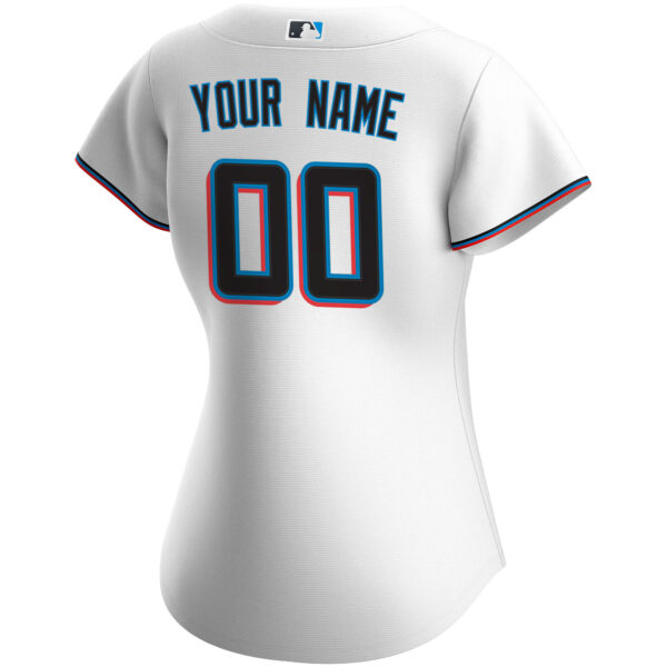 Miami Marlins  Women's Home Replica Custom Jersey - White
