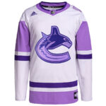 Vancouver Canucks Hockey Fights Cancer Primegreen Custom Men Jersey - White/Purple