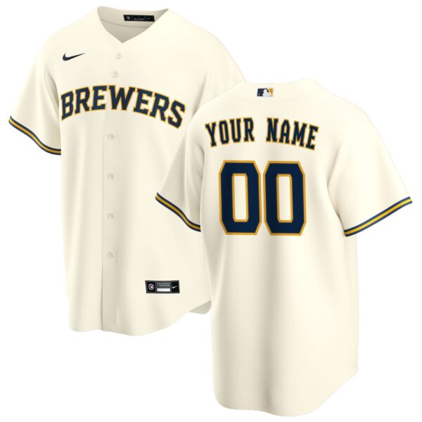 Milwaukee Brewers  Home Replica Custom Jersey - Cream