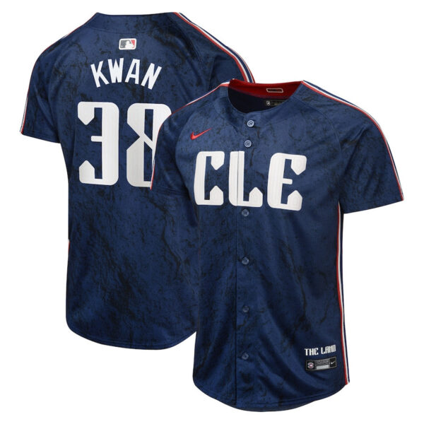 Steven Kwan 38 Cleveland Guardians 2024 City Connect Limited YOUTH Jersey - Navy