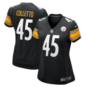 Jack Colletto 45 Pittsburgh Steelers Game Women Jersey - Black