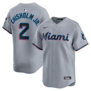 Jazz Chisholm Jr. 2 Miami Marlins Road Limited Men Jersey - Gray