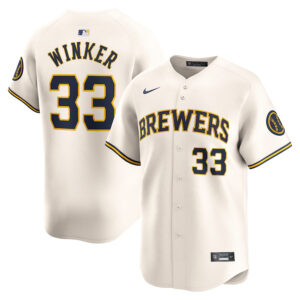 Jesse Winker 33 Milwaukee Brewers Home Limited Player Men Jersey - Cream
