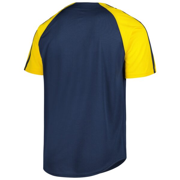 Milwaukee Brewers Stitches Button-Down Raglan Fashion Jersey - Navy