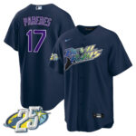 Isaac Paredes 17 Tampa Bay Rays 25th Anniversary Patch Men Jersey - Navy