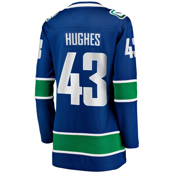 Quinn Hughes Vancouver Canucks Fanatics Women's Home Breakaway Player Jersey - Blue