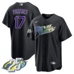 Isaac Paredes 17 Tampa Bay Rays 25th Anniversary Patch Men Jersey - Black