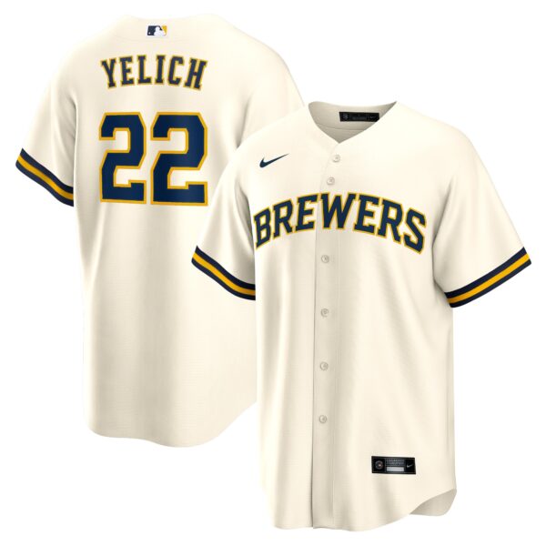 Christian Yelich Milwaukee Brewers  Alternate Replica Player Jersey - Cream