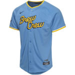 Jackson Chourio 11 Milwaukee Brewers 2024 City Connect Limited YOUTH Jersey - Powder Blue