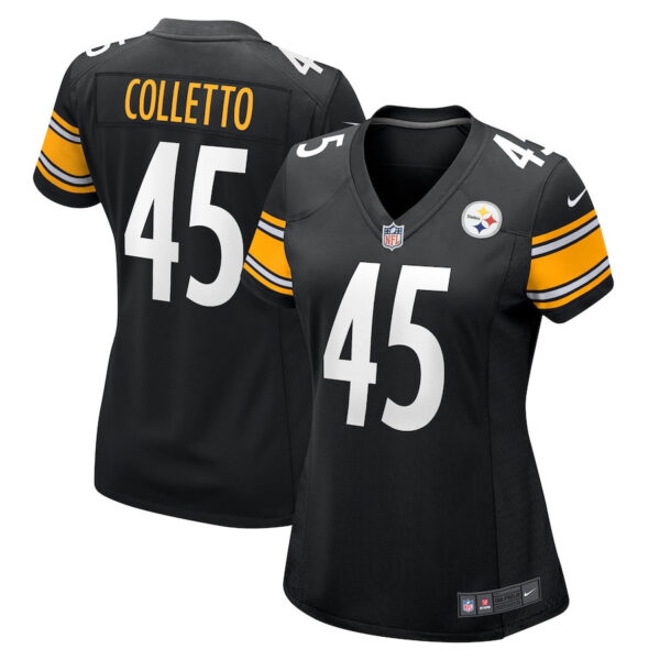 Jack Colletto 45 Pittsburgh Steelers Game Women Jersey - Black