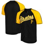 Pittsburgh Pirates Stitches Button-Down Raglan Fashion Jersey - Black