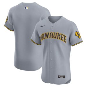 Milwaukee Brewers  Road Vapor Premier Elite Patch Jersey - Gray