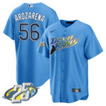 Randy Arozarena 56 Tampa Bay Rays 25th Anniversary Patch Men Jersey - Light Blue