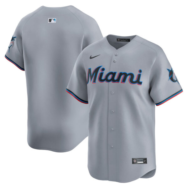 Miami Marlins Road Limited Men Jersey - Gray