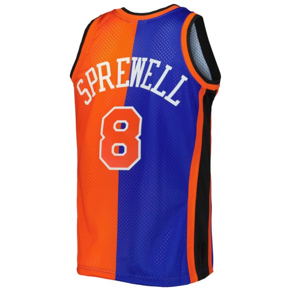 Latrell Sprewell New York Knicks Mitchell & Ness Hardwood Classics 1998/99 Split Swingman Jersey - Blue/Orange