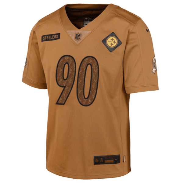 T.J. Watt 90 Pittsburgh Steelers 2023 Salute To Service Limited YOUTH Jersey - Brown