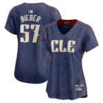 Shane Bieber 57 Cleveland Guardians 2024 City Connect Limited Women Jersey - Navy
