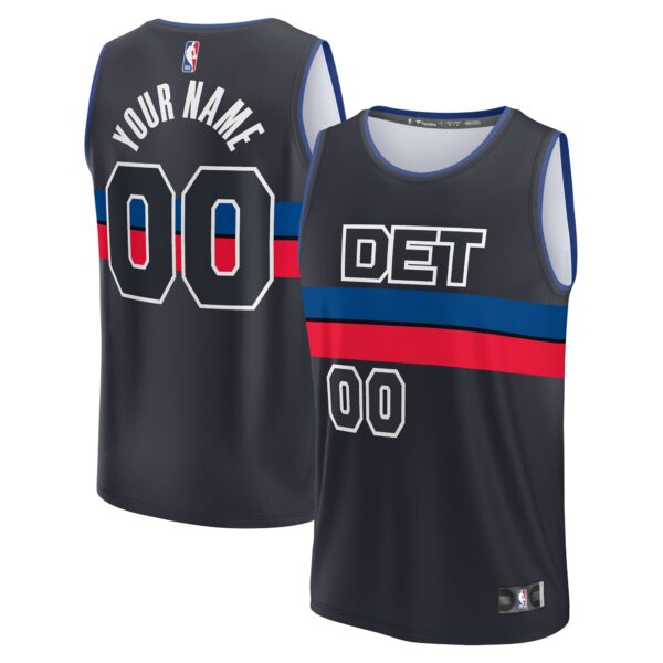 Detroit Pistons Fanatics Youth Fast Break Replica Custom Jersey - Statement Edition - Black
