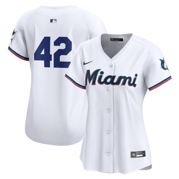 Miami Marlins 2024 Jackie Robinson Day Home Limited Women Jersey - White