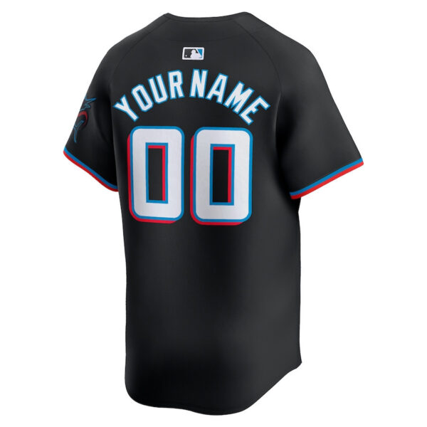 Miami Marlins Alternate Limited Custom Men Jersey - Black